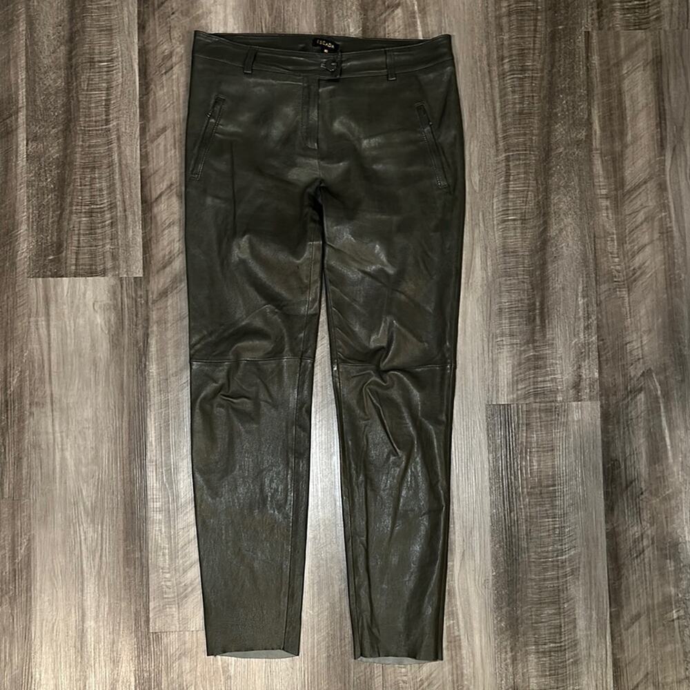 Escada Lamb Leather Granite Jeans - 40 (US 10)